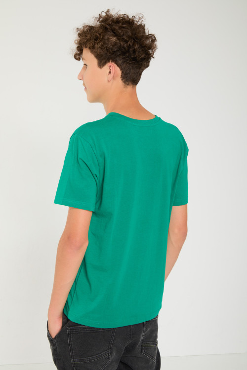 Zielony T-shirt ze świątecznym nadrukiem