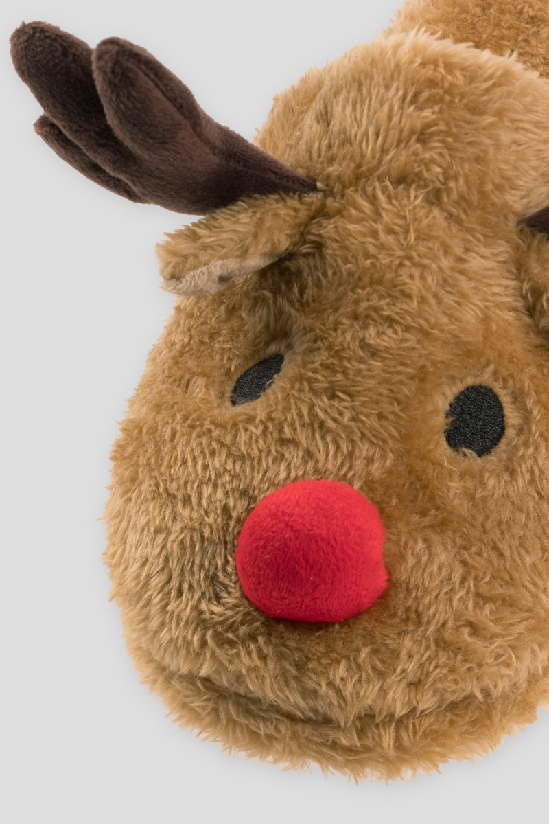 Brązowe świąteczne kapcie, brązowy