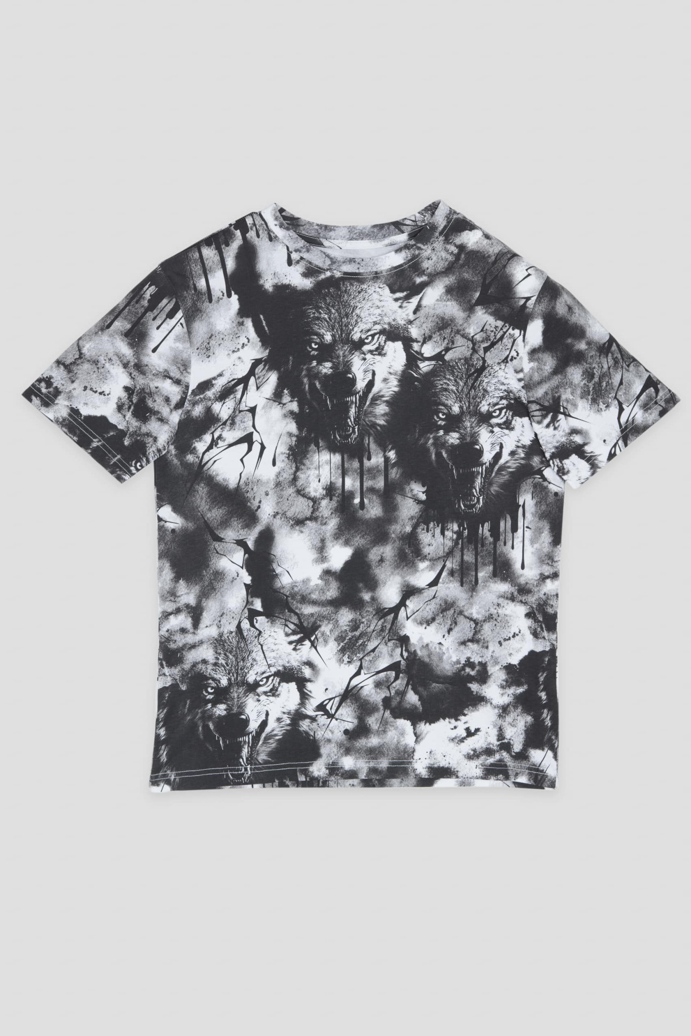 Biały T-shirt z nadrukami na całości