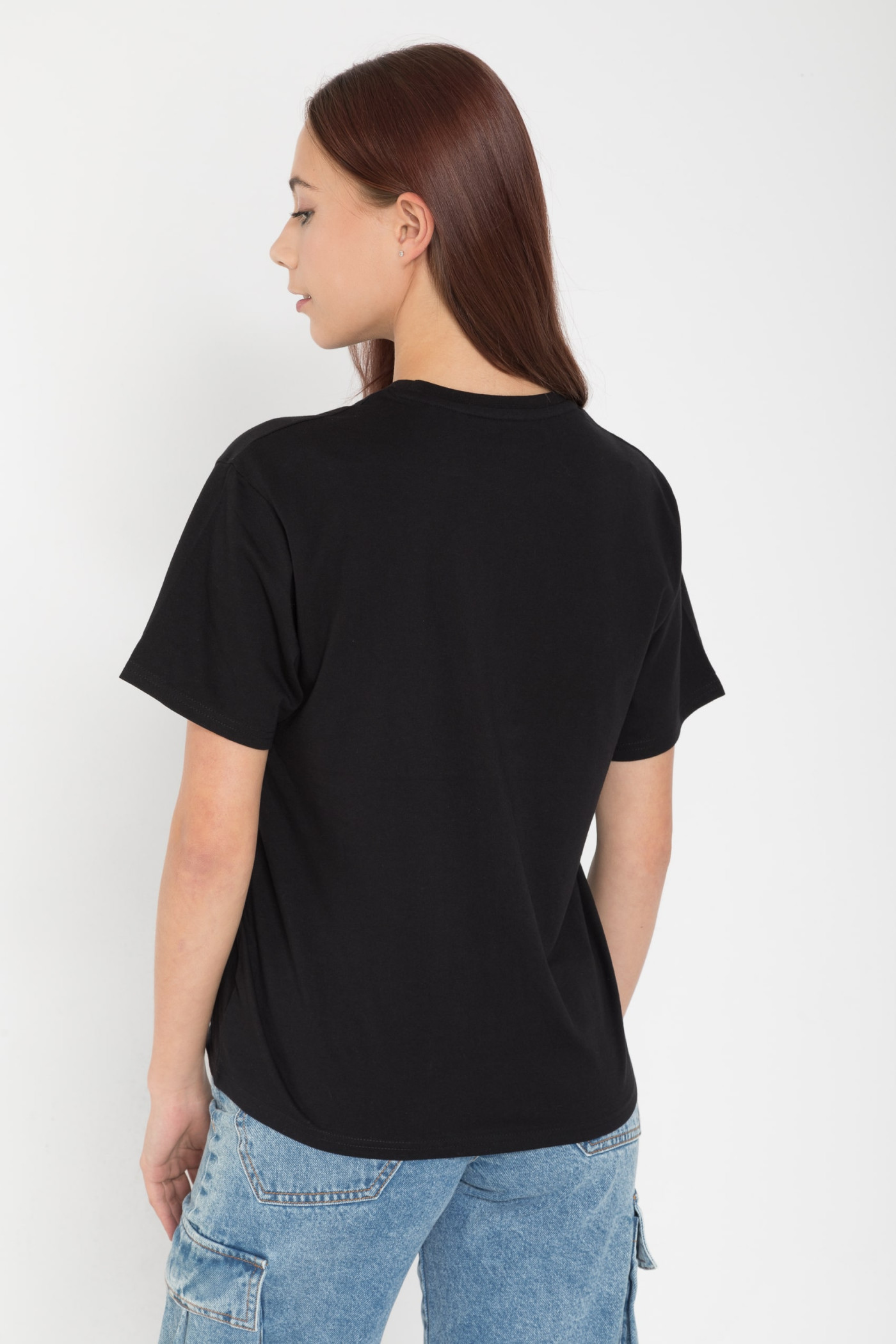Czarny T-shirt z nadrukiem z przodu