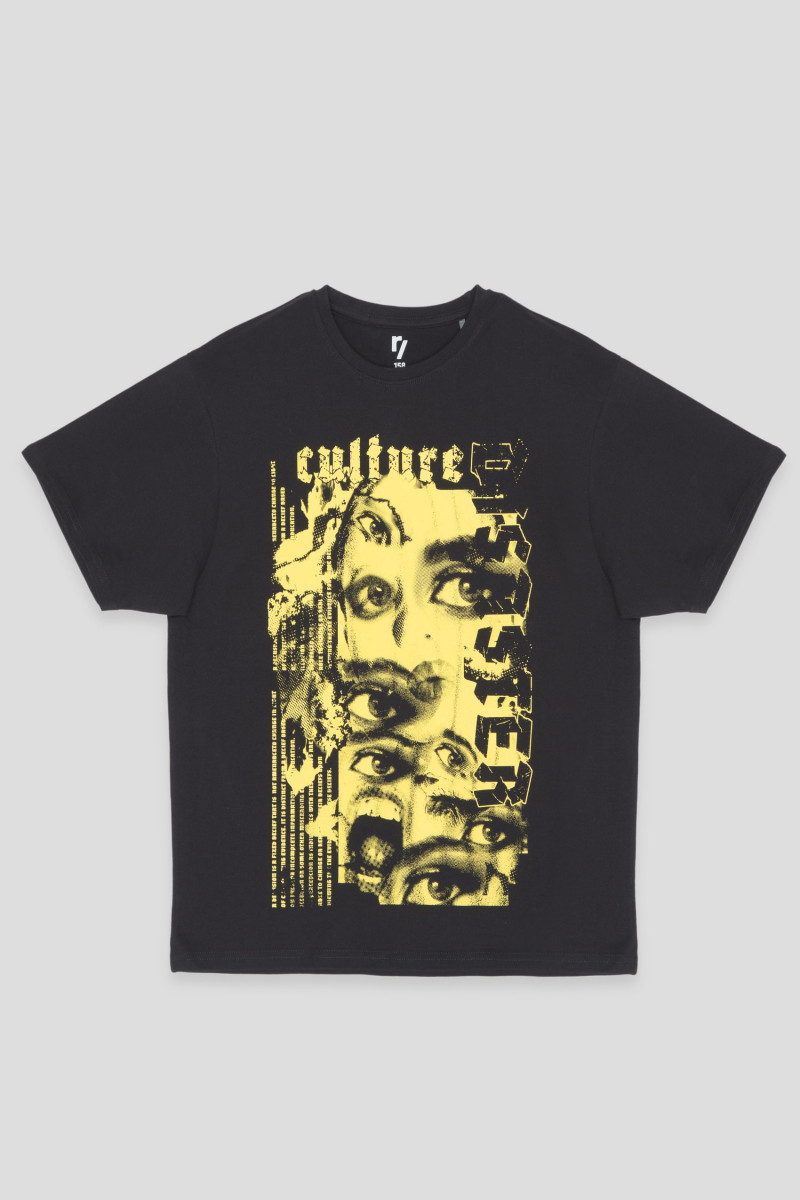 Czarny T-shirt z nadrukiem z przodu