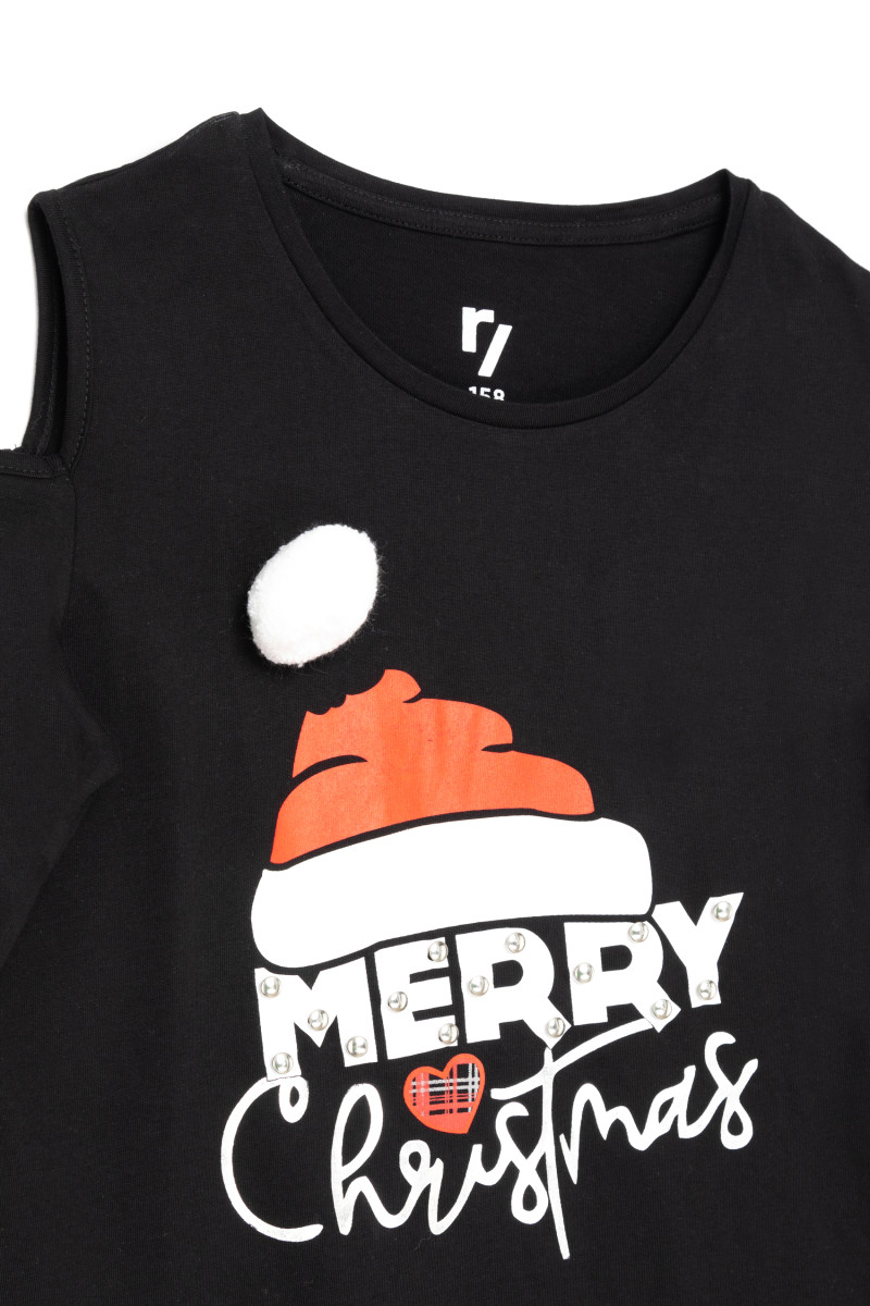 T-shirt z długim rękawem dla dziewczyny MERRY CHRISTMAS | Reporter
