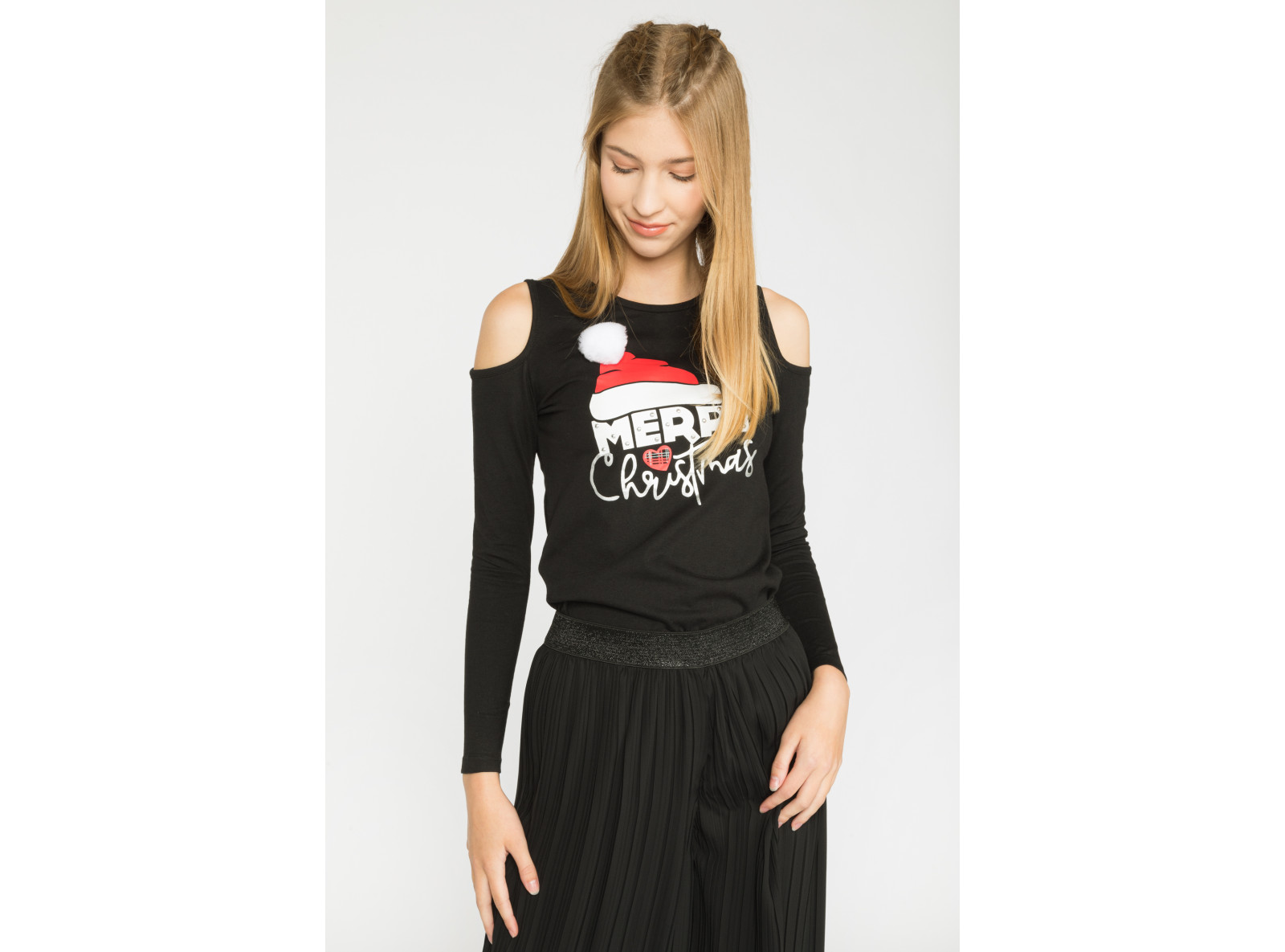 T-shirt z długim rękawem dla dziewczyny MERRY CHRISTMAS | Reporter