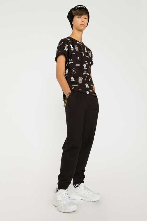 Czarne spodnie dresowe z nadrukiem