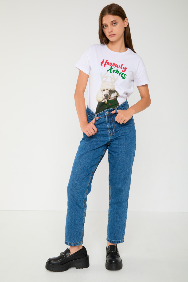 Niebieskie jeansy typu MOM FIT