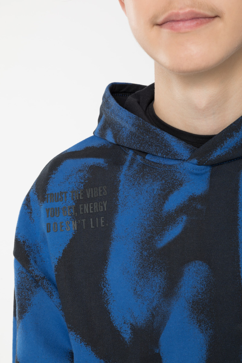 Czarno-niebieska bluza dresowa w nadrukowane mazy