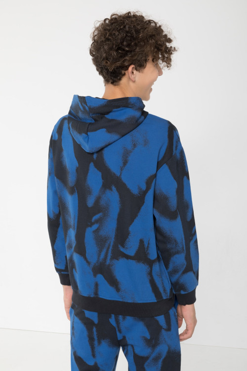 Czarno-niebieska bluza dresowa w nadrukowane mazy