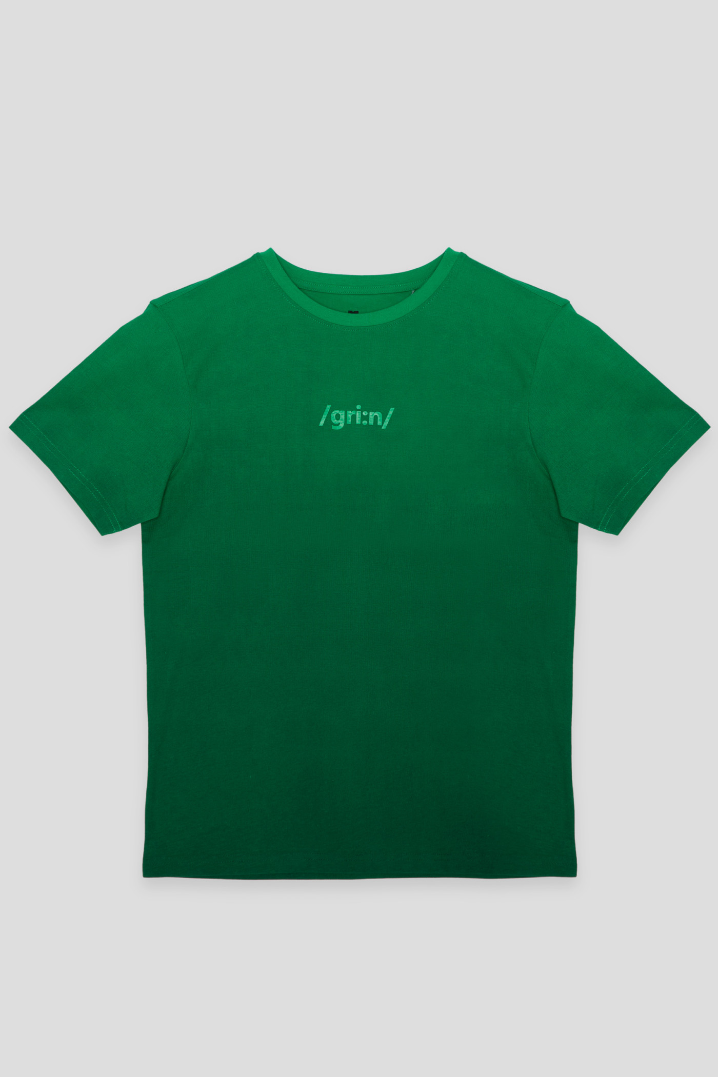 T-Shirt cieniowany w kolorze soczystej zieleni z nadrukiem na piersi