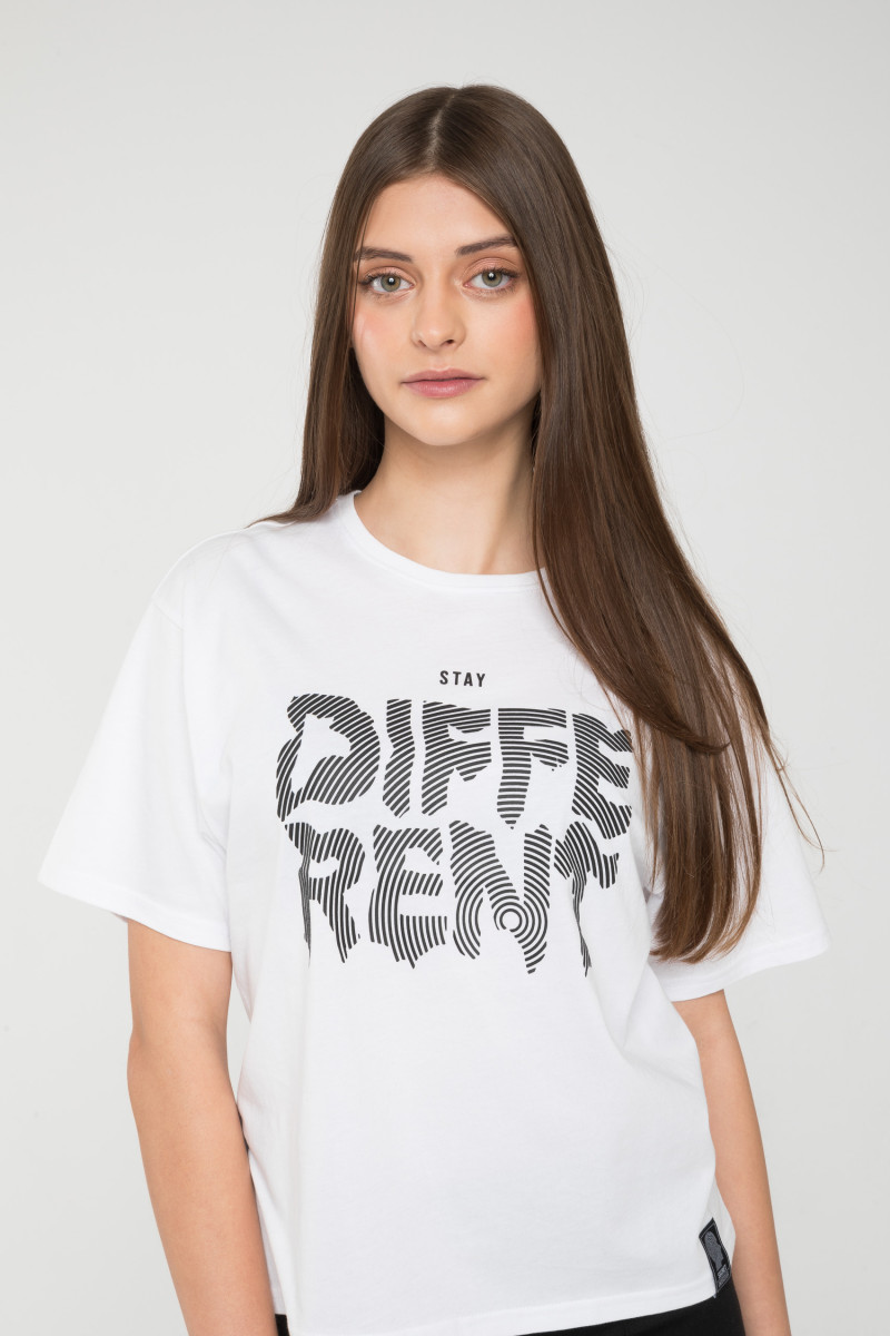 Biały T-Shirt z nadrukiem z przodu