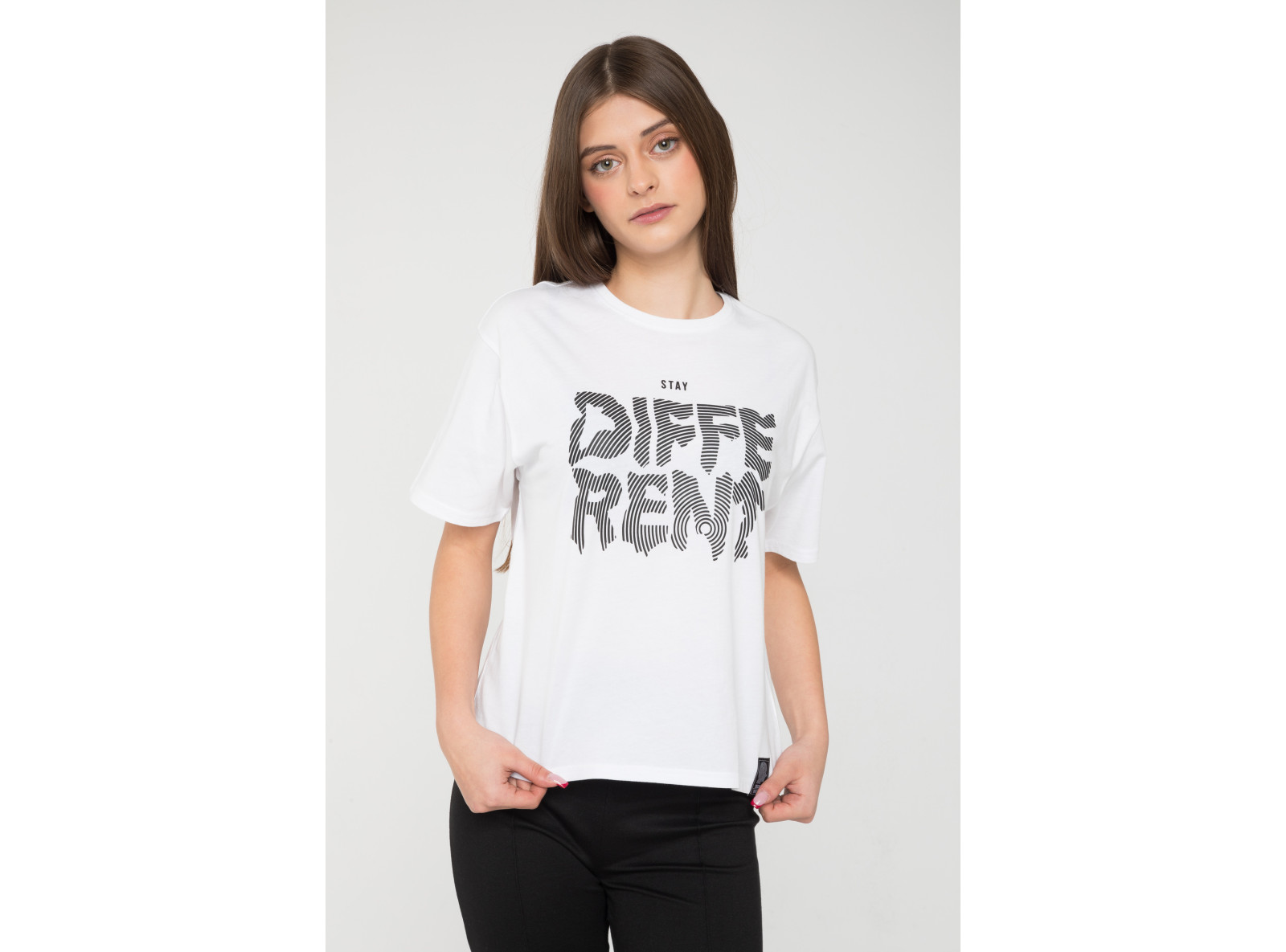 Biały T-Shirt z nadrukiem z przodu