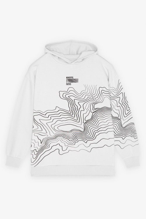 Szara bluza z kapturem z nadrukiem z przodu