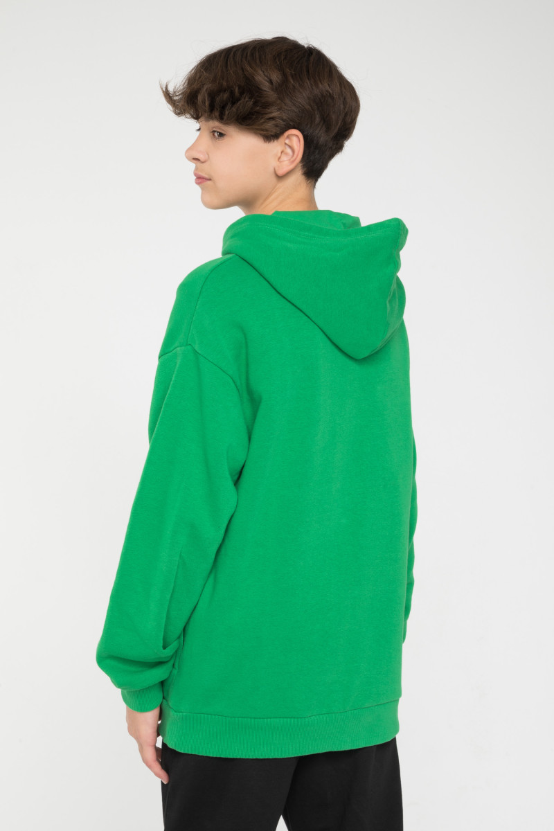 Zielona bluza z kapturem z nadrukiem z przodu