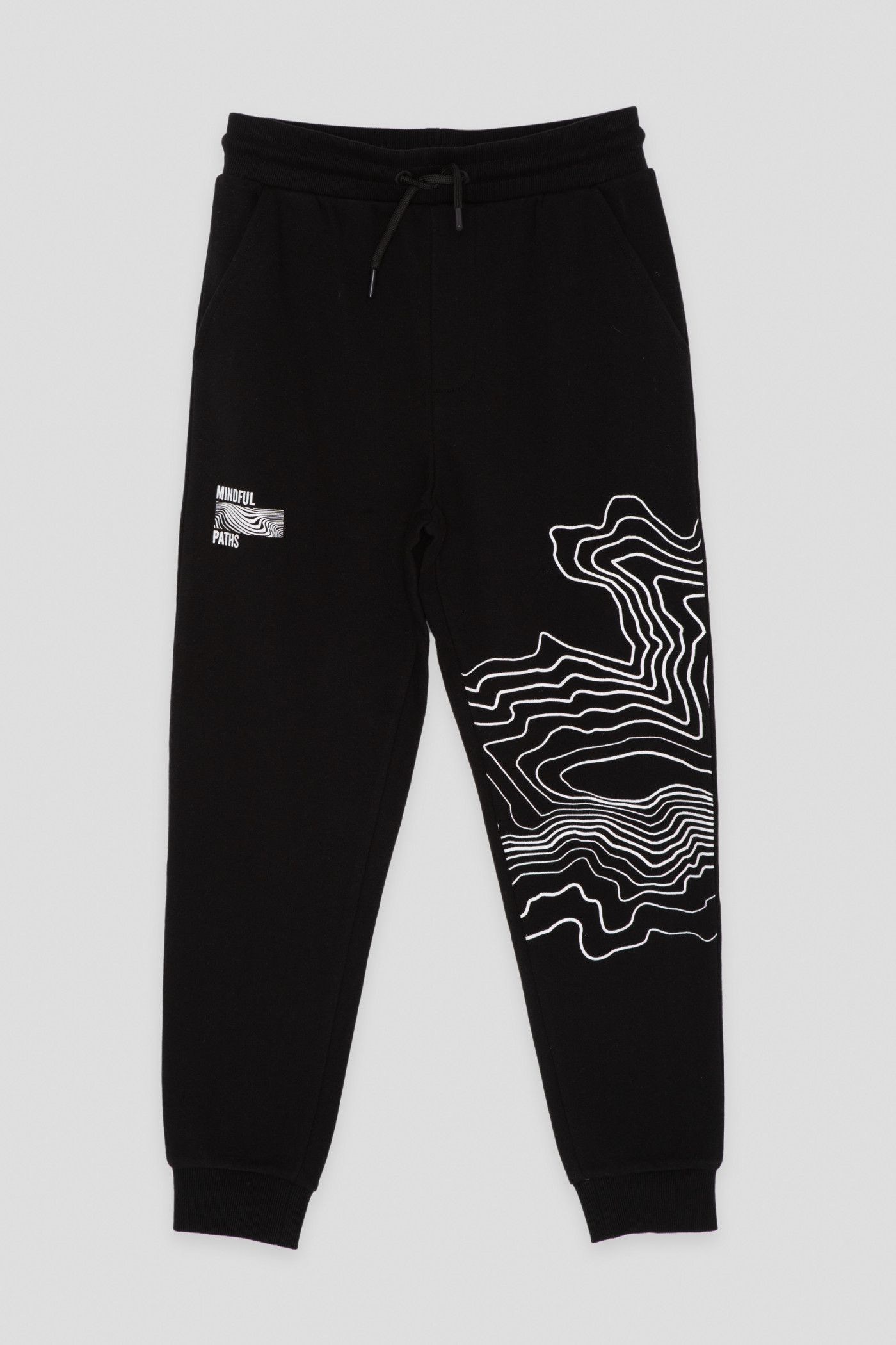 Czarne spodnie dresowe z nadrukiem na nogawce