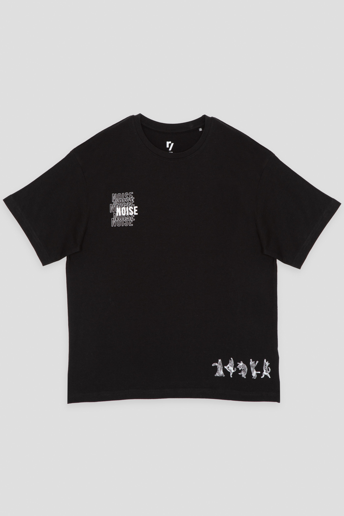 Czarny T-shirt z nadrukami z przodu i na plecach