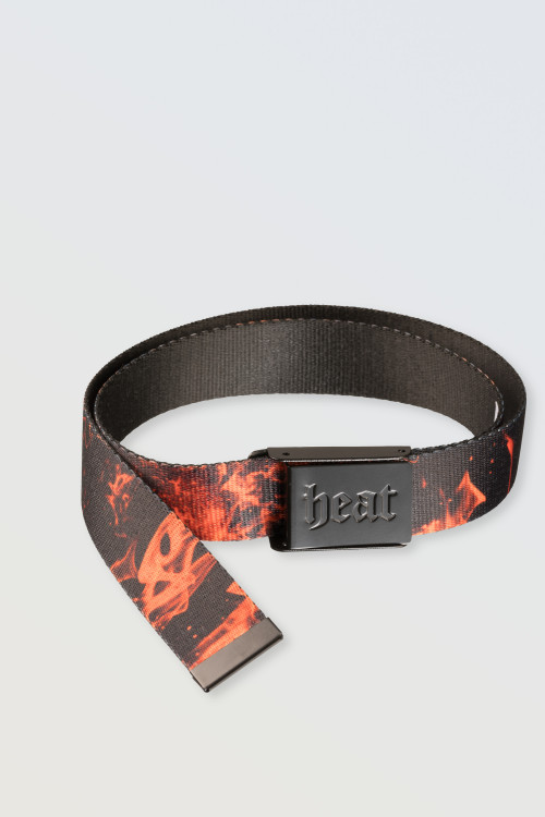 Materiałowy pasek z pomarańczowym nadrukiem