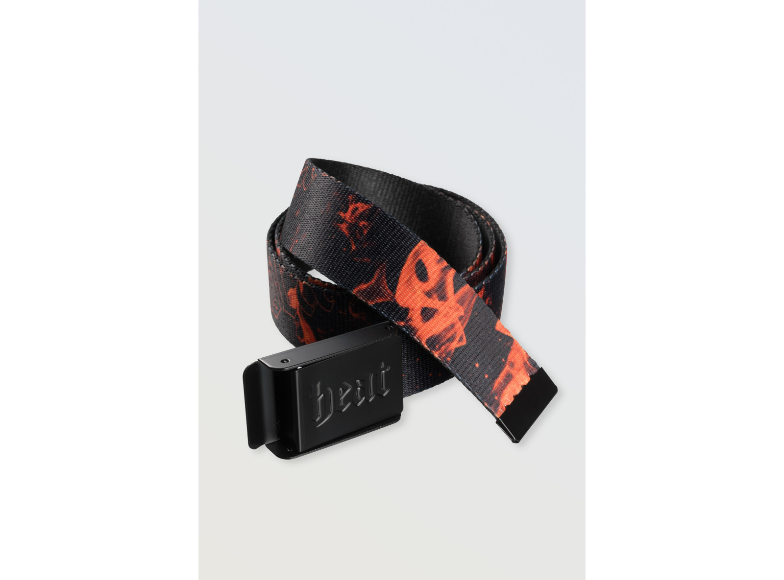 Materiałowy pasek z pomarańczowym nadrukiem