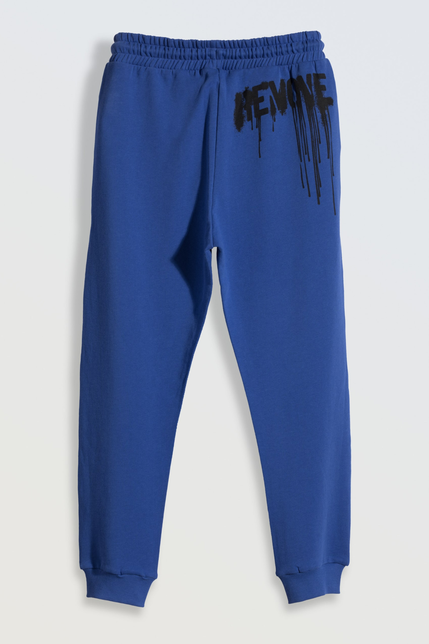Niebieskie spodnie dresowe z nadrukiem z tyłu
