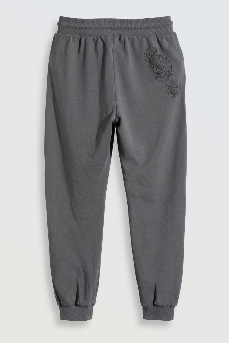 Szare spodnie dresowe z nadrukiem z tyłu