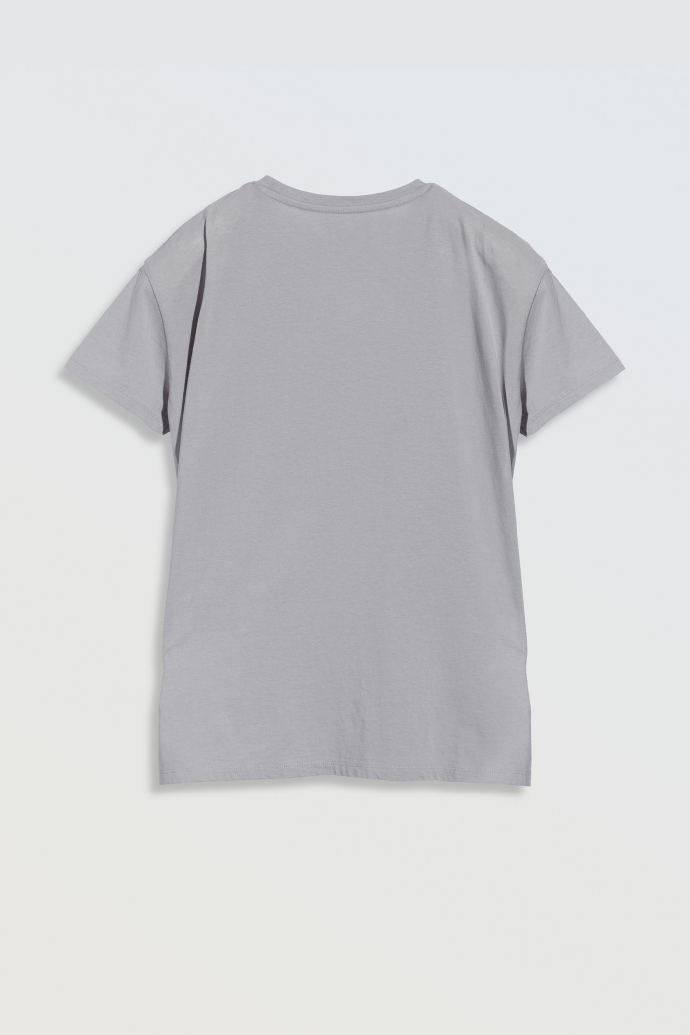 Szary T-shirt z graficznym nadrukiem z przodu