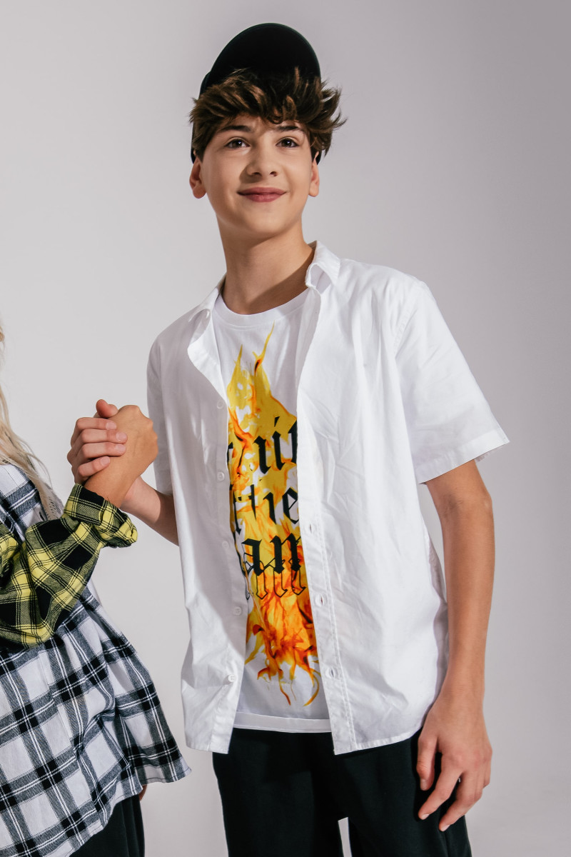 Biała klasyczna koszula z krótkim rękawem, biały