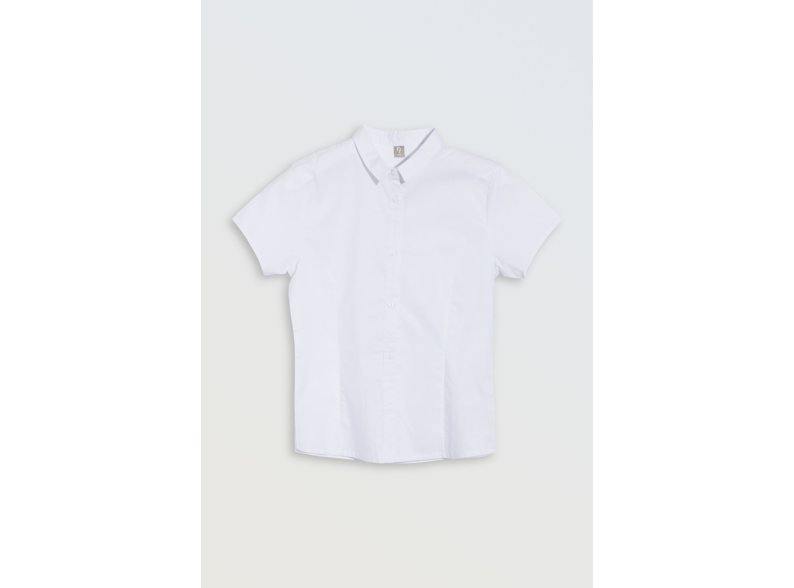 Biała koszula z krótkim rękawem z czarną aksamitką