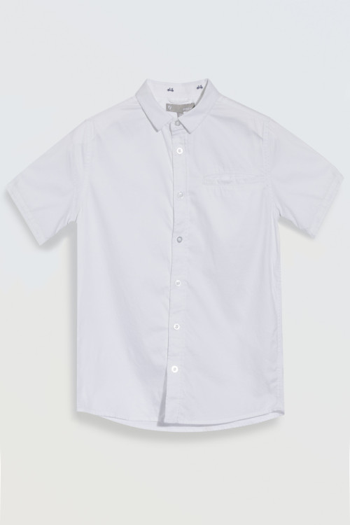 Biała koszula z kieszonką o regularnym kroju z krótkim rękawem