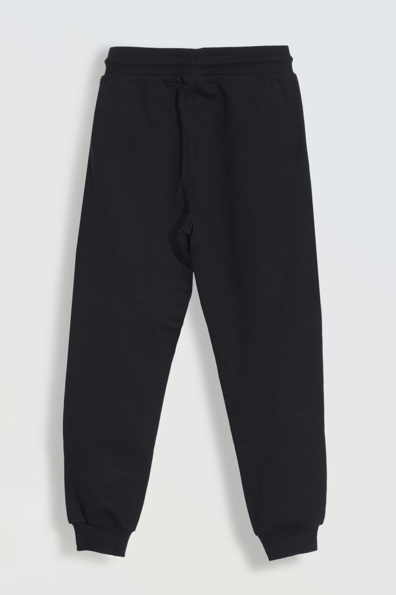 Czarne spodnie dresowe z napisami przy kieszeniach