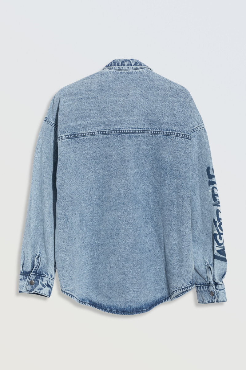 Niebieska jeansowa koszula o kroju oversize, niebieski