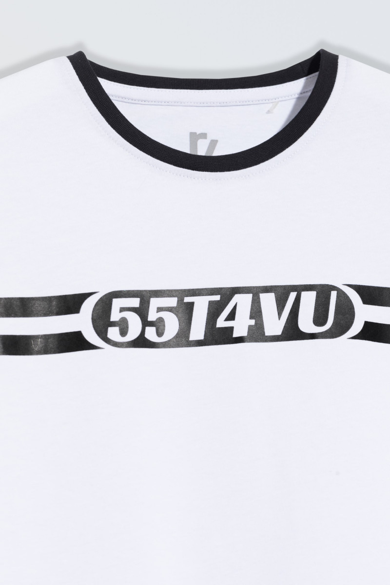 Biały top z kontrastową lamówką, biały