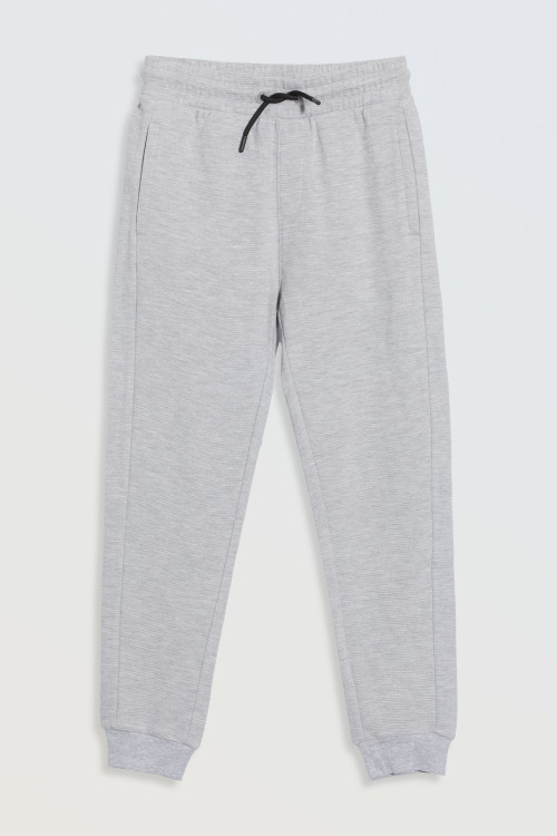 Szare spodnie dresowe z dzianiny prążkowanej