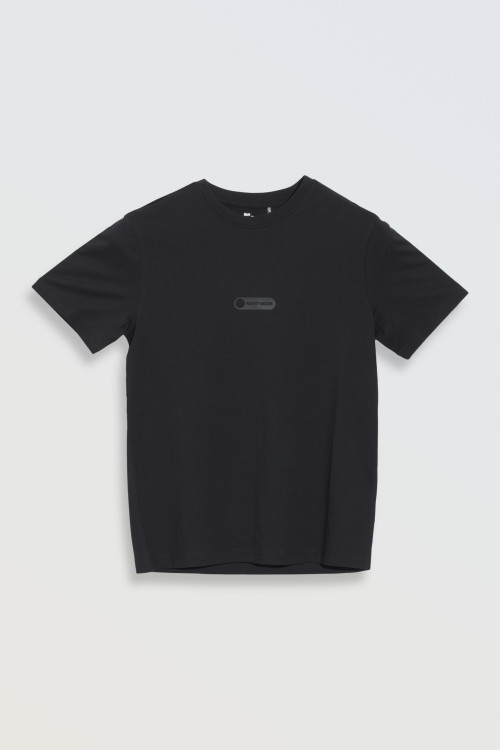 Czarny t-shirt z minimalistycznym nadrukiem
