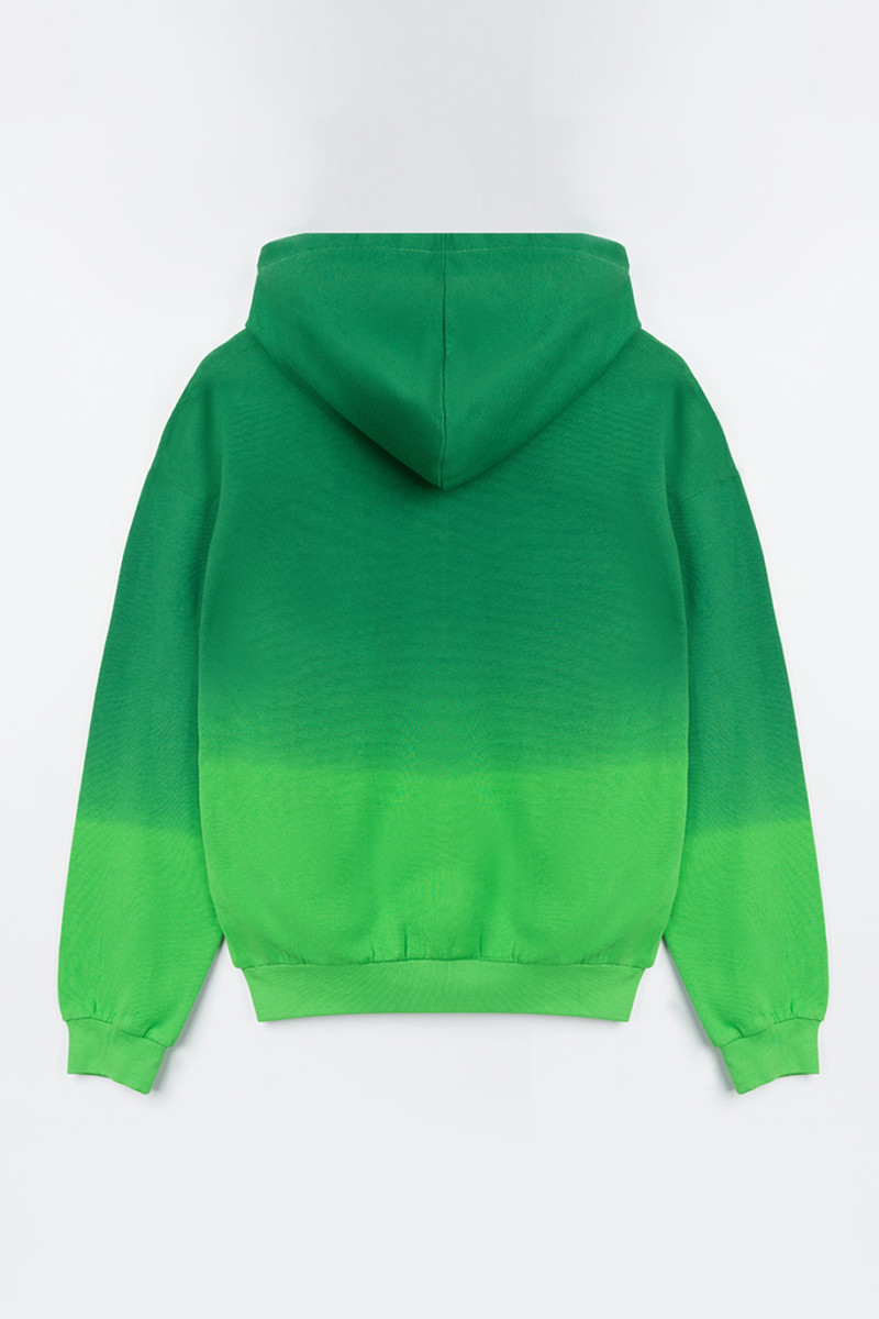 Zielona bluza z kapturem z efektem ombre