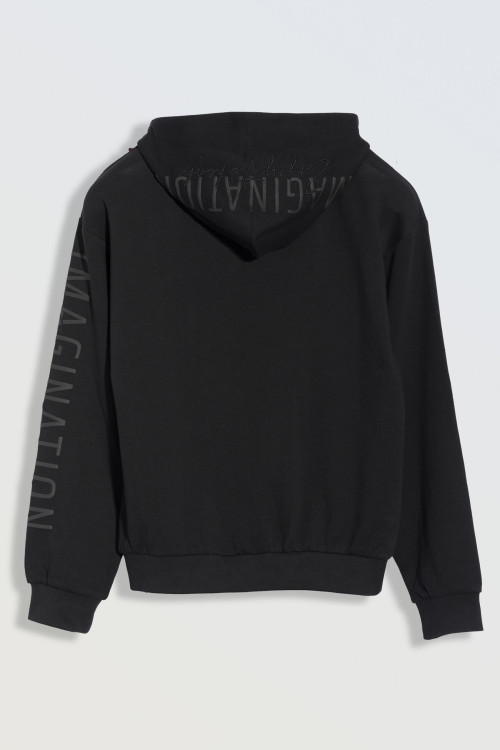 Czarna bluza oversize z kapturem zapinana na zamek