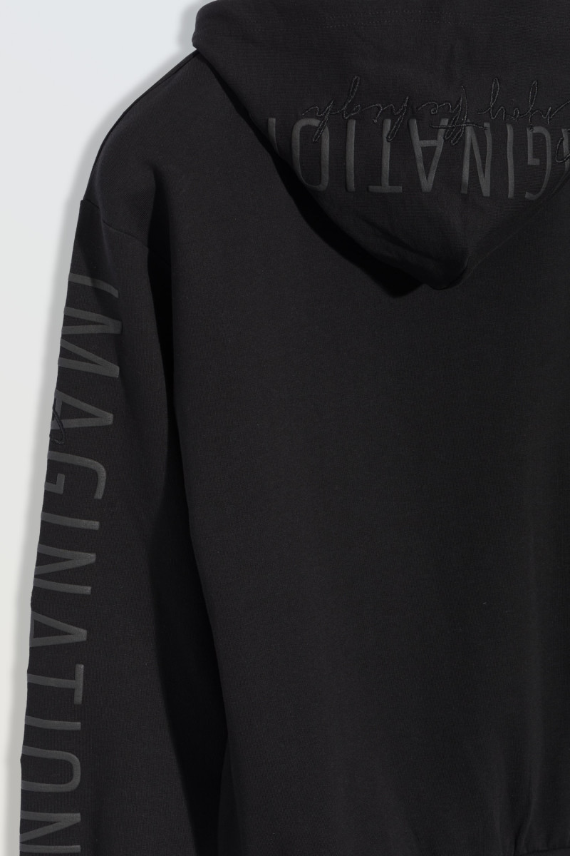 Czarna bluza oversize z kapturem zapinana na zamek, czarny