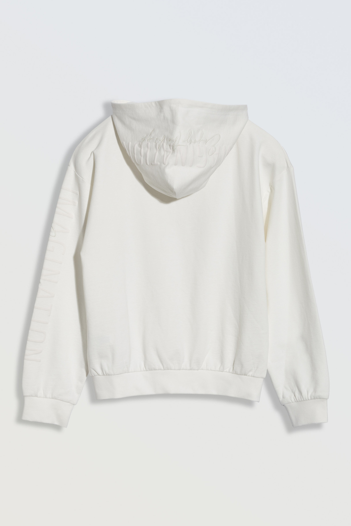 Biała bluza z kapturem zapinana na zamek