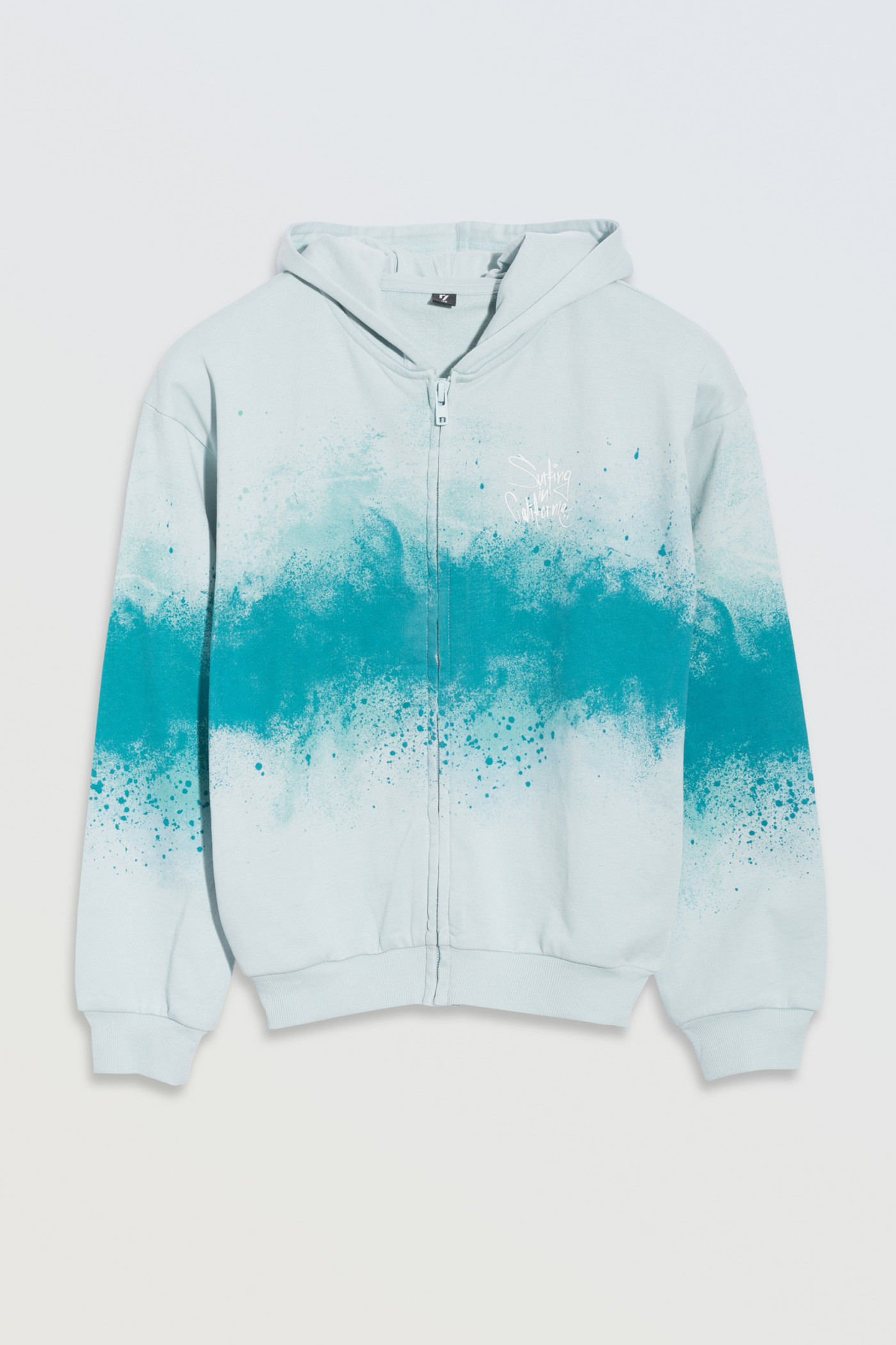 Niebieska bluza z kapturem z efektem ombre zapinana na zamek