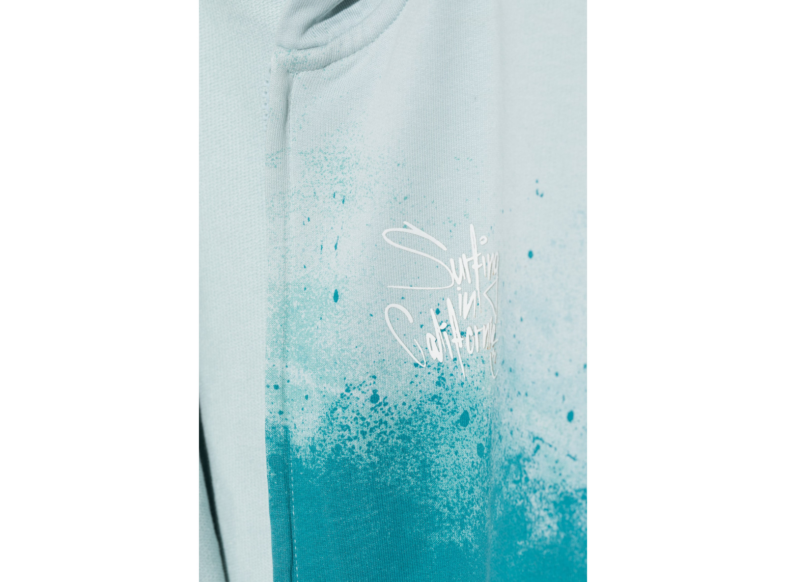 Niebieska bluza z kapturem z efektem ombre zapinana na zamek