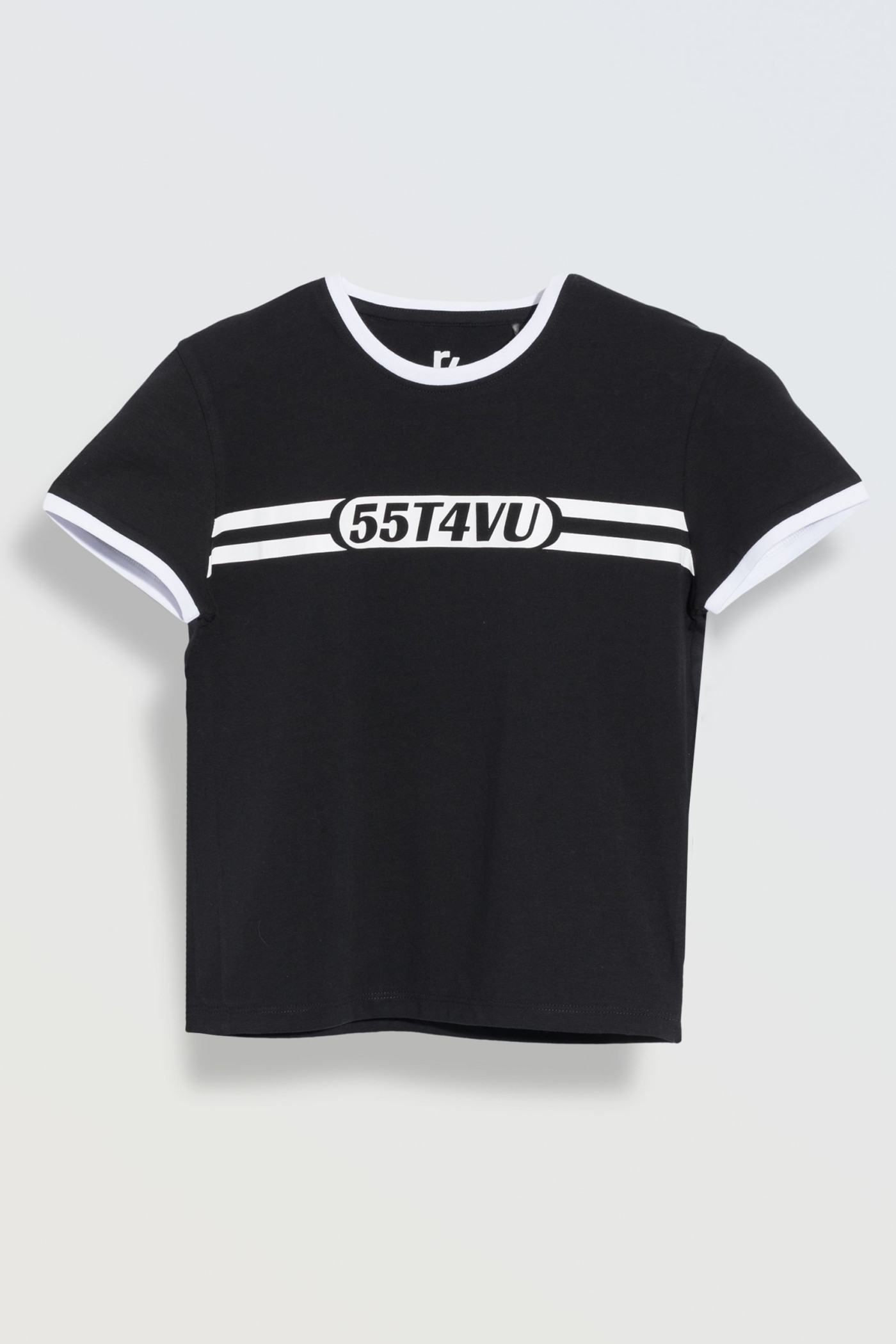 Czarny top z kontrastową lamówką