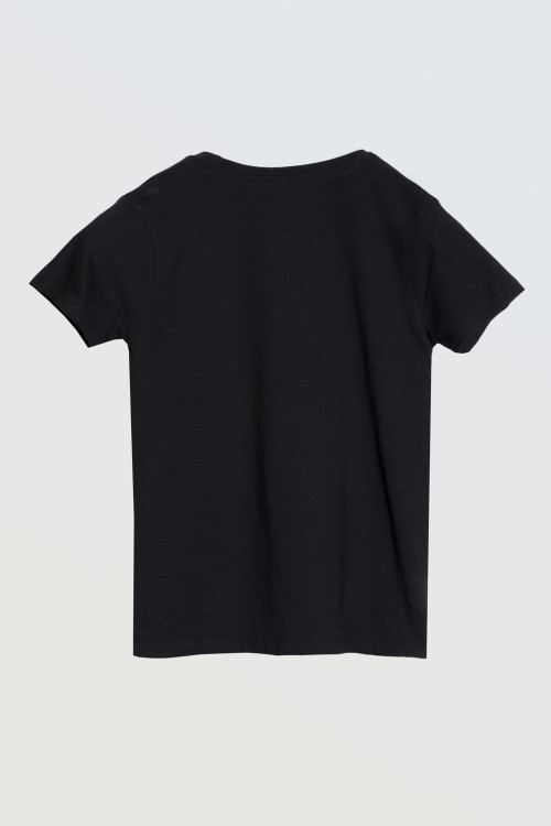 Czarny T-Shirt z kolorowym nadrukiem z przodu