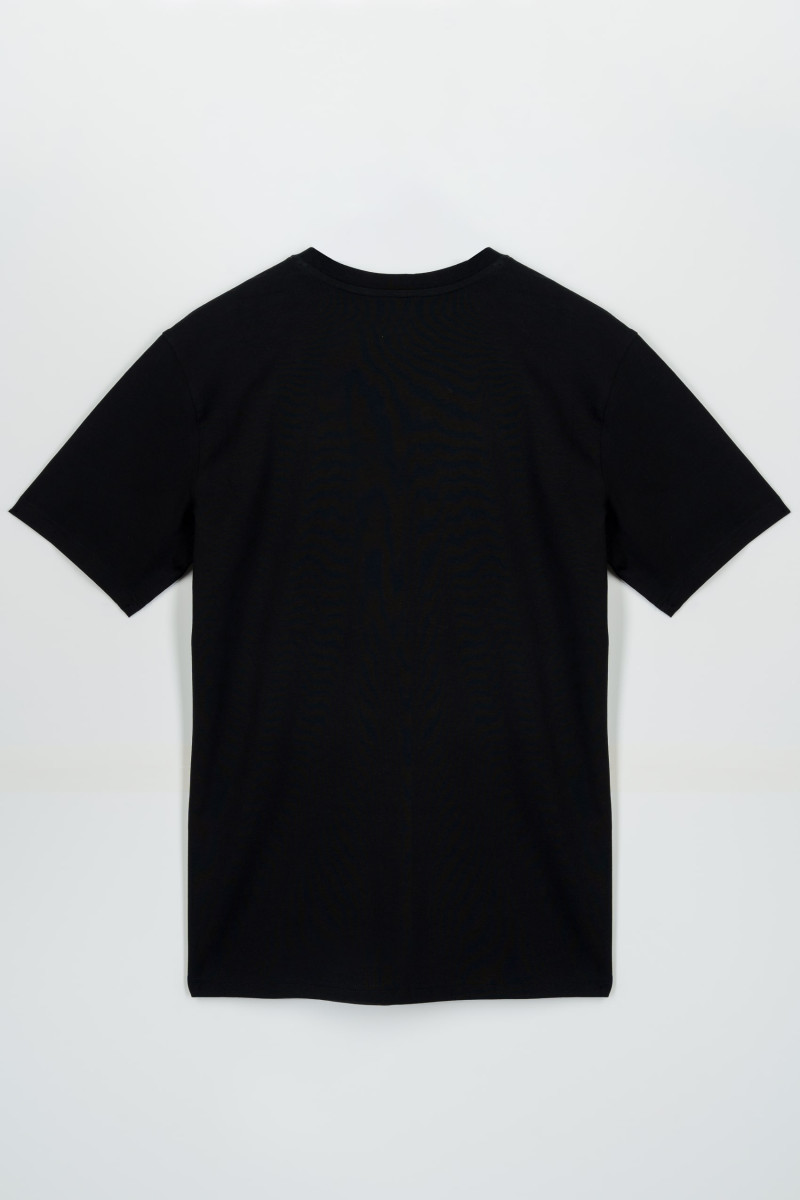 Czarny t-shirt z kolorową grafiką z przodu, czarny