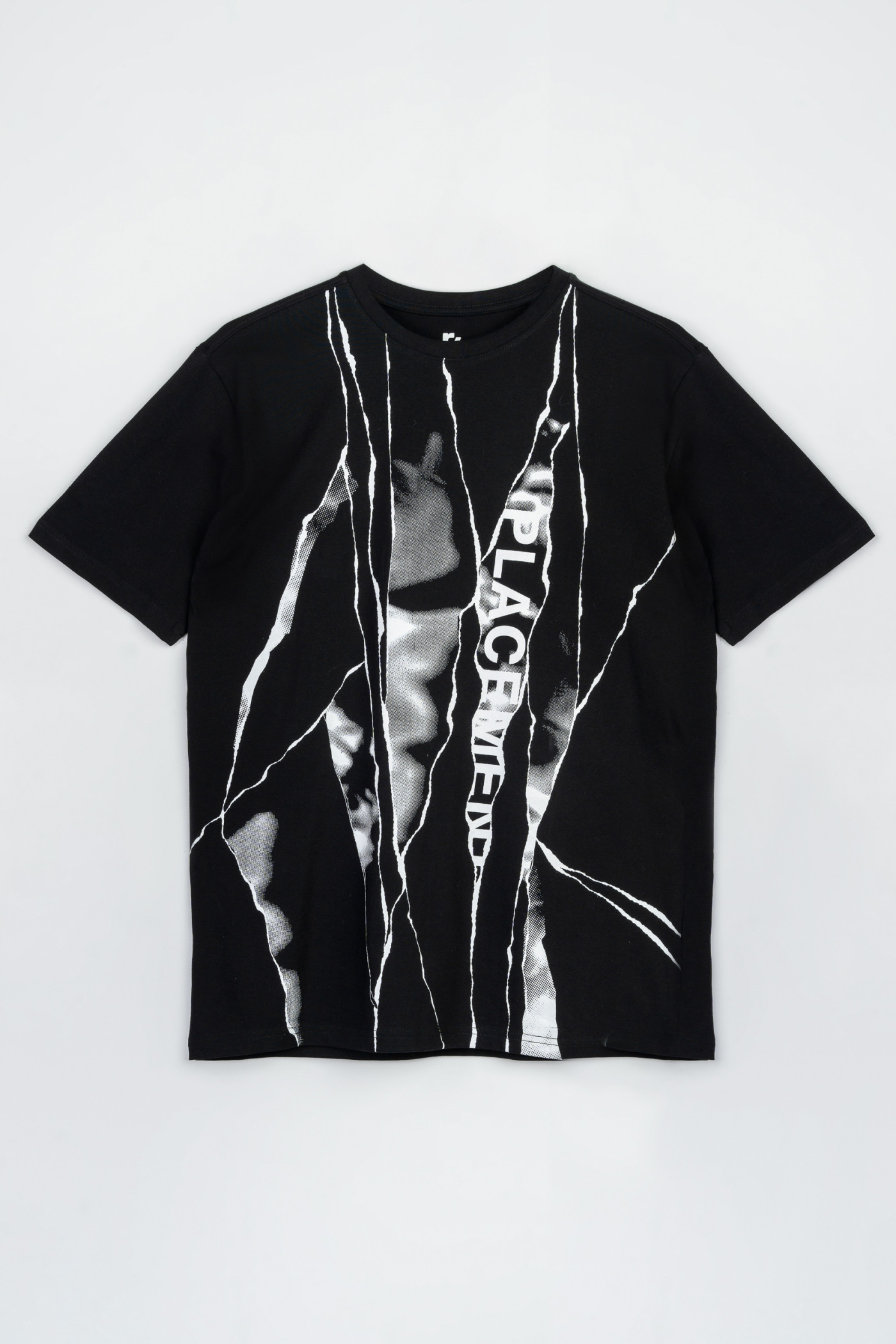 Czarny t-shirt z kontrastowym nadrukiem z przodu