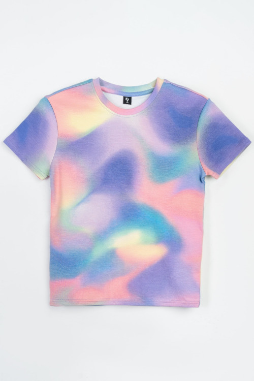 Kolorowy t-shirt SLIM z efektem ombre na całości