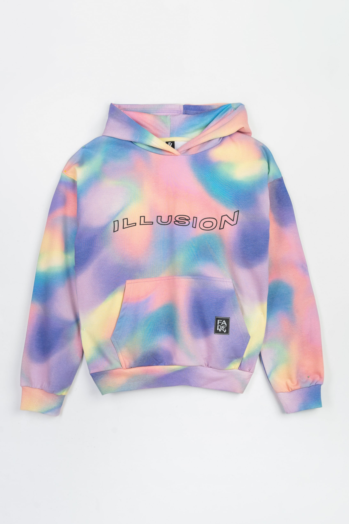 Kolorowa bluza REGULAR z kapturem z efektem ombre na całości