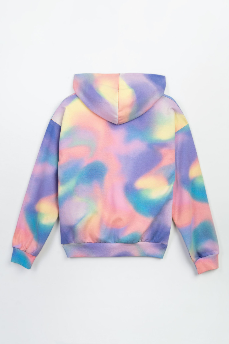 Kolorowa bluza REGULAR z kapturem z efektem ombre na całości