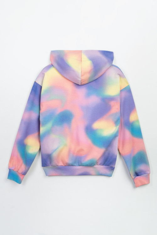 Kolorowa bluza REGULAR z kapturem z efektem ombre na całości