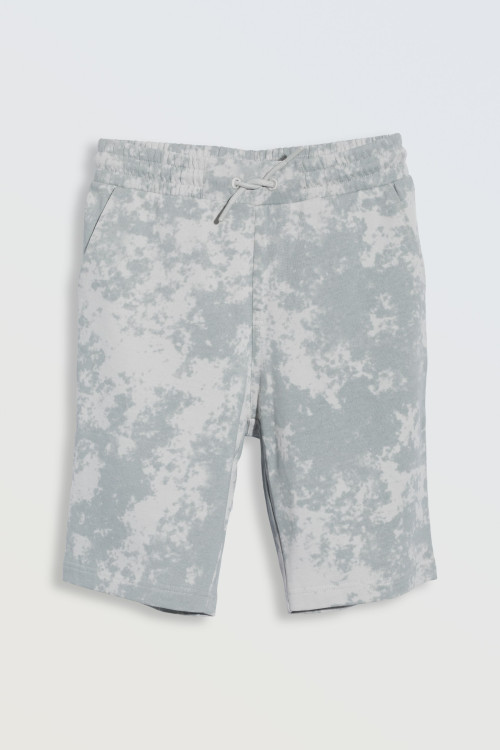Szare krótkie spodenki z nadrukiem imitującym tie dye na całości