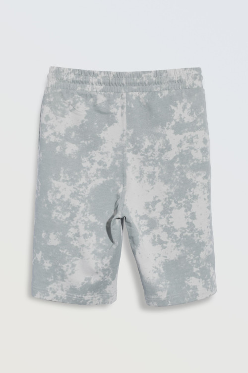 Szare krótkie spodenki z nadrukiem imitującym tie dye na całości