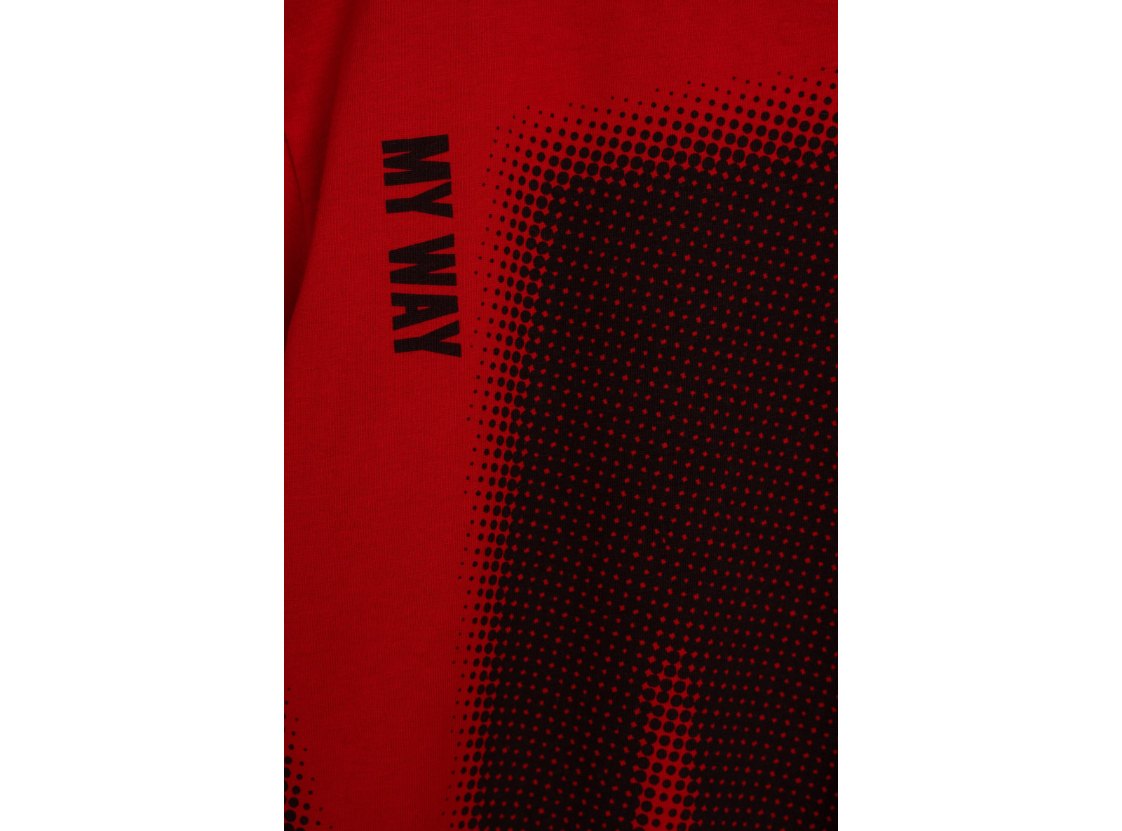 Czerwony t-shirt OVERSIZE z czarnym nadrukiem z przodu