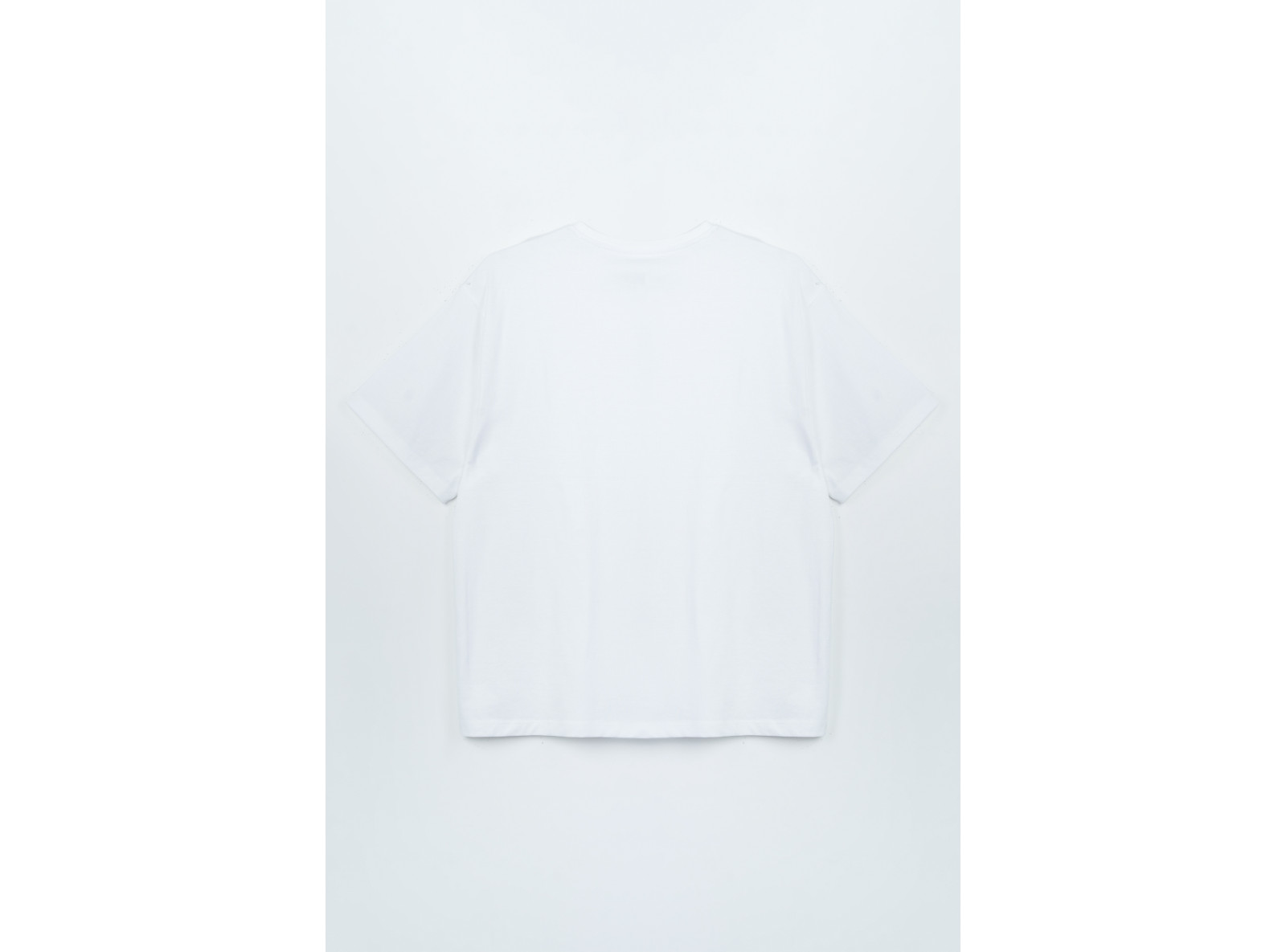 Biały t-shirt oversize z kolorową grafiką z przodu