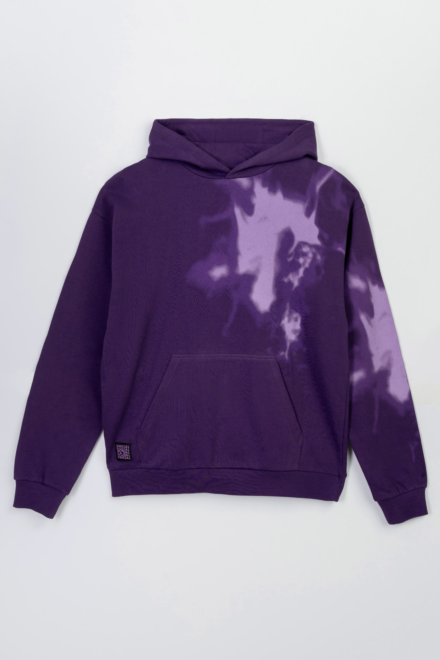 Fioletowa bluza THICK LOOP z kapturem z kolorowym nadrukiem z przodu i na rękawie